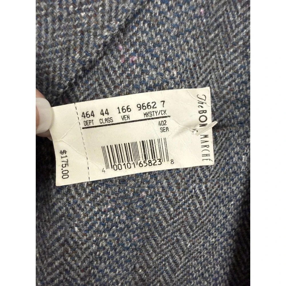 Vintage Savile Row Blazer Mens 48 Gray Wool Herringbone‎ Tweed Sport Coat